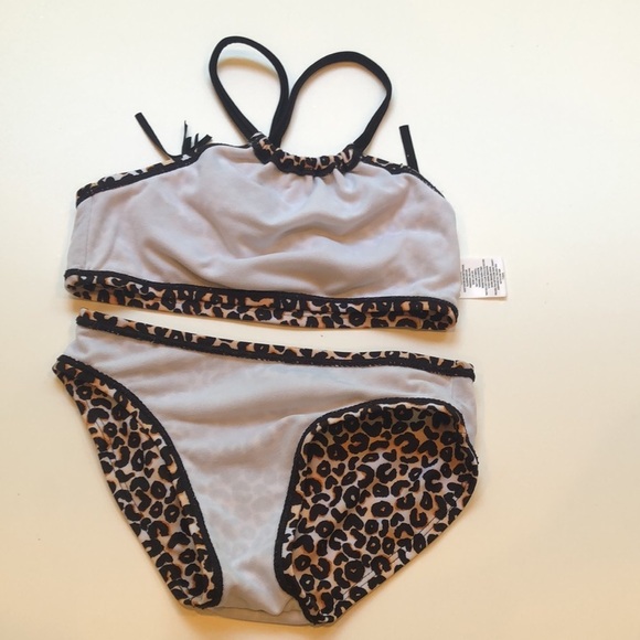 ART CLASS 2 Piece Bikini Swimsuit Cheetah Animal Print Fringe Little Girl’s XS - Picture 10 of 10